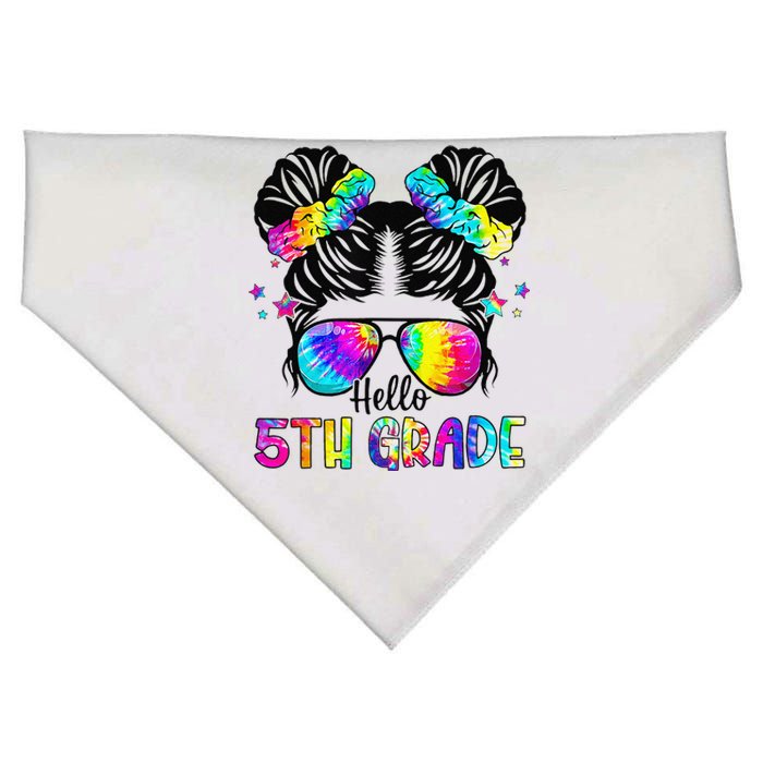 Hello 5th Grade Messy Bun Team Fifth Grade Back To School USA-Made Doggie Bandana