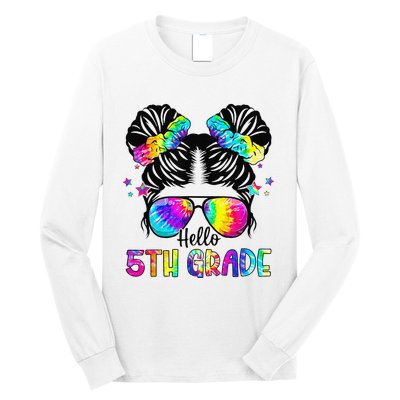 Hello 5th Grade Messy Bun Team Fifth Grade Back To School Long Sleeve Shirt