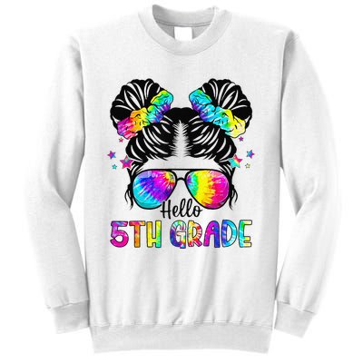 Hello 5th Grade Messy Bun Team Fifth Grade Back To School Sweatshirt