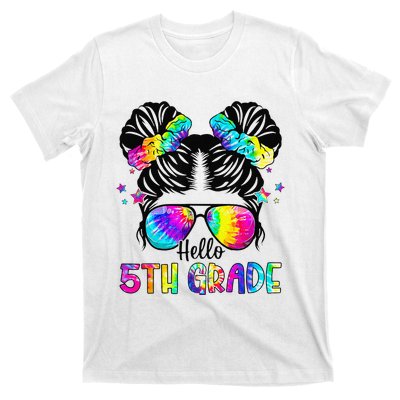 Hello 5th Grade Messy Bun Team Fifth Grade Back To School T-Shirt