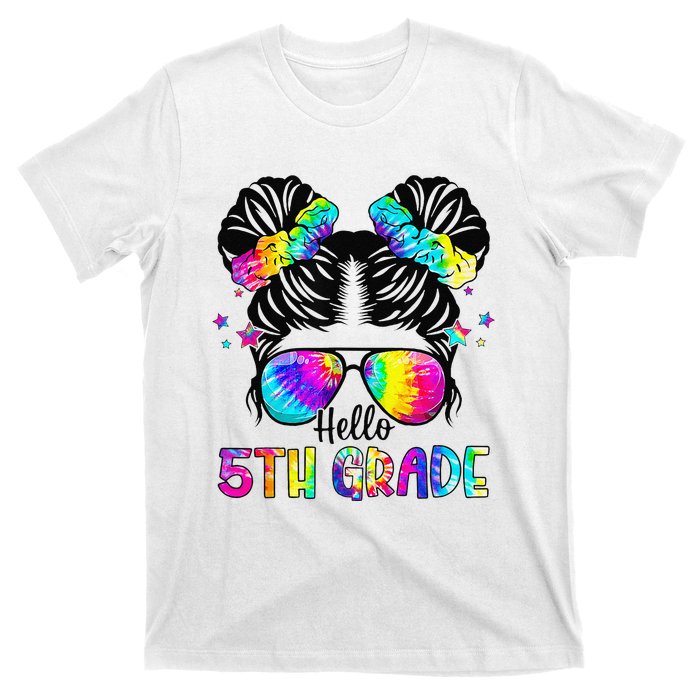 Hello 5th Grade Messy Bun Team Fifth Grade Back To School T-Shirt