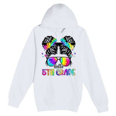 Hello 5th Grade Messy Bun Team Fifth Grade Back To School Premium Pullover Hoodie