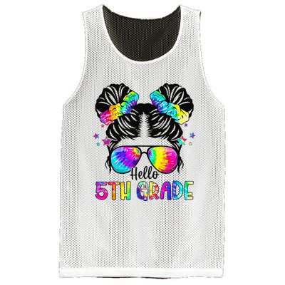 Hello 5th Grade Messy Bun Team Fifth Grade Back To School Mesh Reversible Basketball Jersey Tank