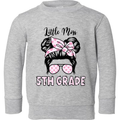 Hello 5th Grade Messy Bun Cute Heart Back To School Toddler Sweatshirt