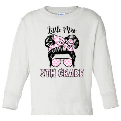 Hello 5th Grade Messy Bun Cute Heart Back To School Toddler Long Sleeve Shirt