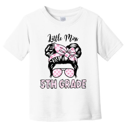 Hello 5th Grade Messy Bun Cute Heart Back To School Toddler T-Shirt