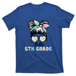 Hello 5th Grade Messy Hair Bun Girl Back To School First Day T-Shirt