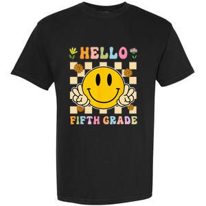 Hello 5th Grade Hippie Smile Face Fifth Grade Back To School Garment-Dyed Heavyweight T-Shirt