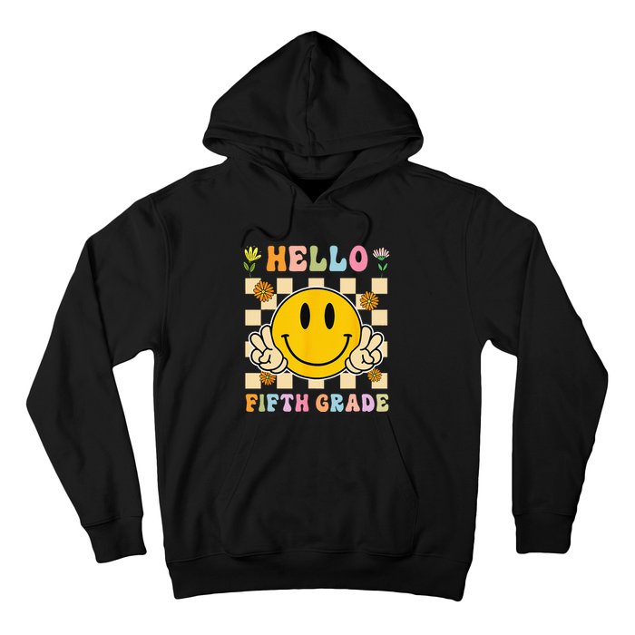 Hello 5th Grade Hippie Smile Face Fifth Grade Back To School Hoodie