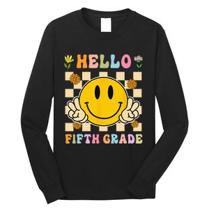 Hello 5th Grade Hippie Smile Face Fifth Grade Back To School Long Sleeve Shirt