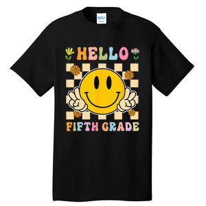 Hello 5th Grade Hippie Smile Face Fifth Grade Back To School Tall T-Shirt