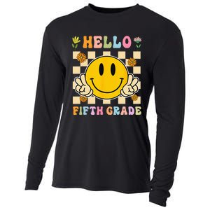 Hello 5th Grade Hippie Smile Face Fifth Grade Back To School Cooling Performance Long Sleeve Crew