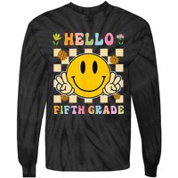 Hello 5th Grade Hippie Smile Face Fifth Grade Back To School Tie-Dye Long Sleeve Shirt