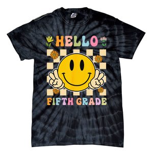 Hello 5th Grade Hippie Smile Face Fifth Grade Back To School Tie-Dye T-Shirt