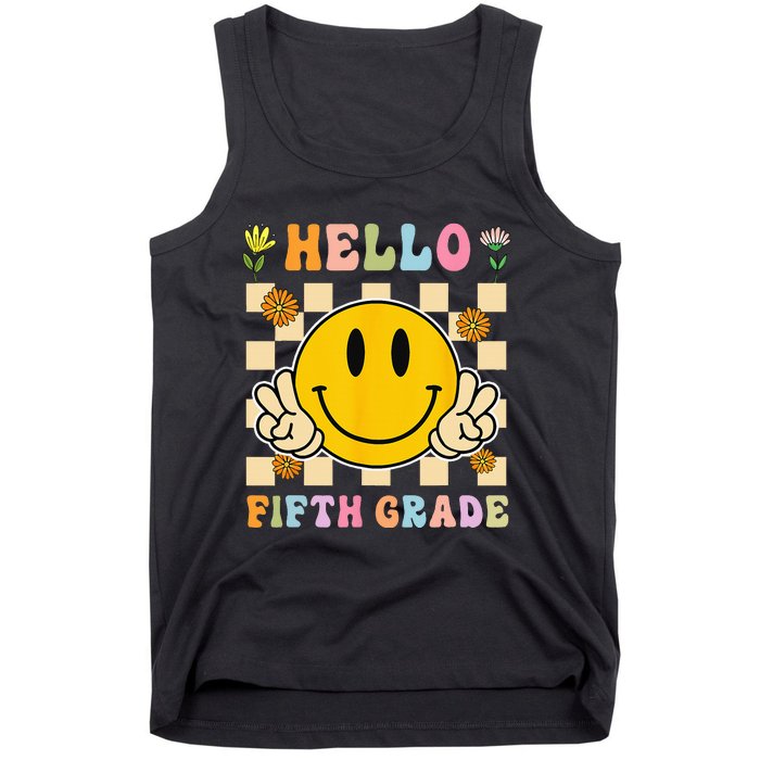 Hello 5th Grade Hippie Smile Face Fifth Grade Back To School Tank Top