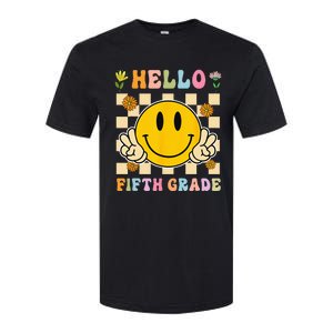 Hello 5th Grade Hippie Smile Face Fifth Grade Back To School Softstyle CVC T-Shirt