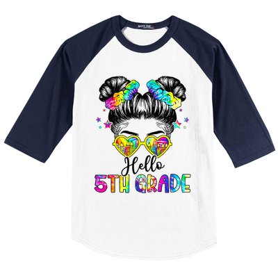 Hello 5th Grade Messy Hair Bun Back To School First Day Baseball Sleeve Shirt