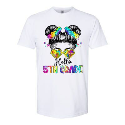 Hello 5th Grade Messy Hair Bun Back To School First Day Softstyle CVC T-Shirt