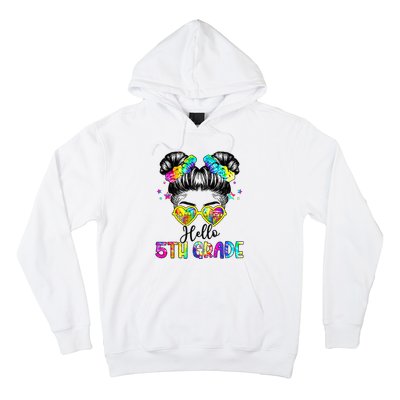 Hello 5th Grade Messy Hair Bun Back To School First Day Hoodie