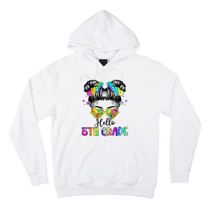 Hello 5th Grade Messy Hair Bun Back To School First Day Hoodie