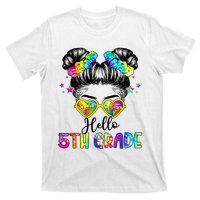 Hello 5th Grade Messy Hair Bun Back To School First Day T-Shirt