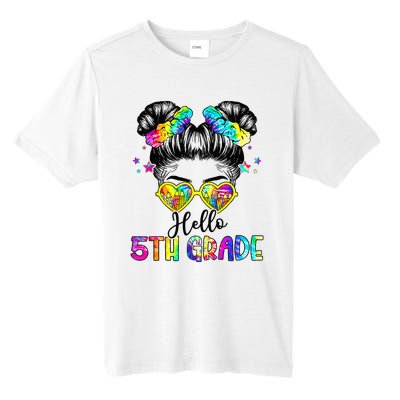 Hello 5th Grade Messy Hair Bun Back To School First Day Tall Fusion ChromaSoft Performance T-Shirt