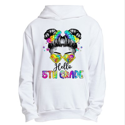 Hello 5th Grade Messy Hair Bun Back To School First Day Urban Pullover Hoodie