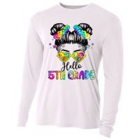 Hello 5th Grade Messy Hair Bun Back To School First Day Cooling Performance Long Sleeve Crew