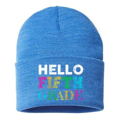 Hello 5Th Grade Teacher Back To School Gift Fifth Gift Cute Gift Sustainable Knit Beanie