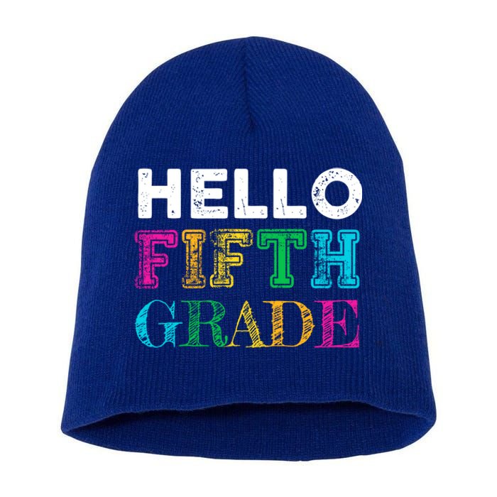 Hello 5Th Grade Teacher Back To School Gift Fifth Gift Cute Gift Short Acrylic Beanie