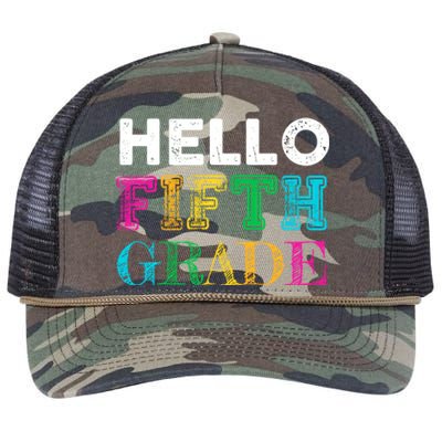 Hello 5Th Grade Teacher Back To School Gift Fifth Gift Cute Gift Retro Rope Trucker Hat Cap