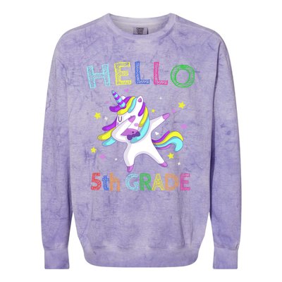 Hello 5Th Grade Teacher Unicorn Back To School Meaningful Gift Colorblast Crewneck Sweatshirt