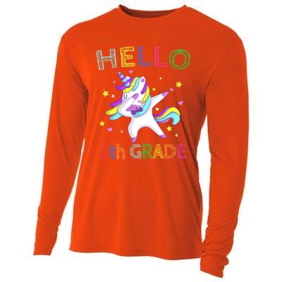 Hello 5Th Grade Teacher Unicorn Back To School Meaningful Gift Cooling Performance Long Sleeve Crew