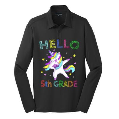 Hello 5Th Grade Teacher Unicorn Back To School Meaningful Gift Silk Touch Performance Long Sleeve Polo