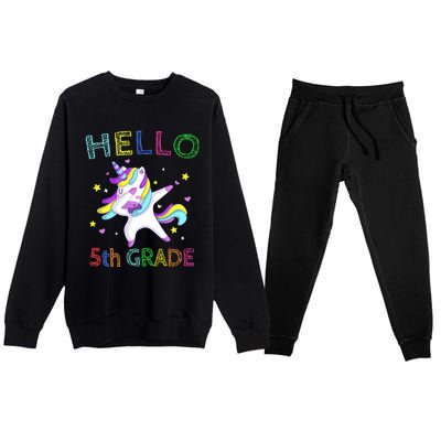 Hello 5Th Grade Teacher Unicorn Back To School Meaningful Gift Premium Crewneck Sweatsuit Set