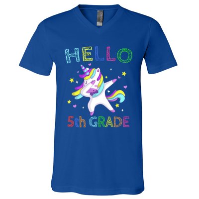 Hello 5Th Grade Teacher Unicorn Back To School Meaningful Gift V-Neck T-Shirt