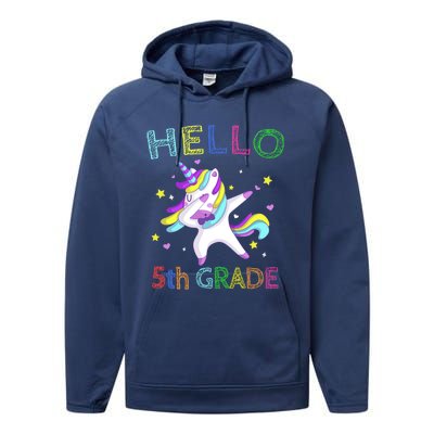 Hello 5Th Grade Teacher Unicorn Back To School Meaningful Gift Performance Fleece Hoodie