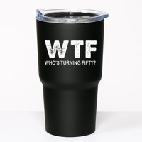Happy 50th Party Wtf WhoS Turning Fifty Funny 50th Birthday Tumbler