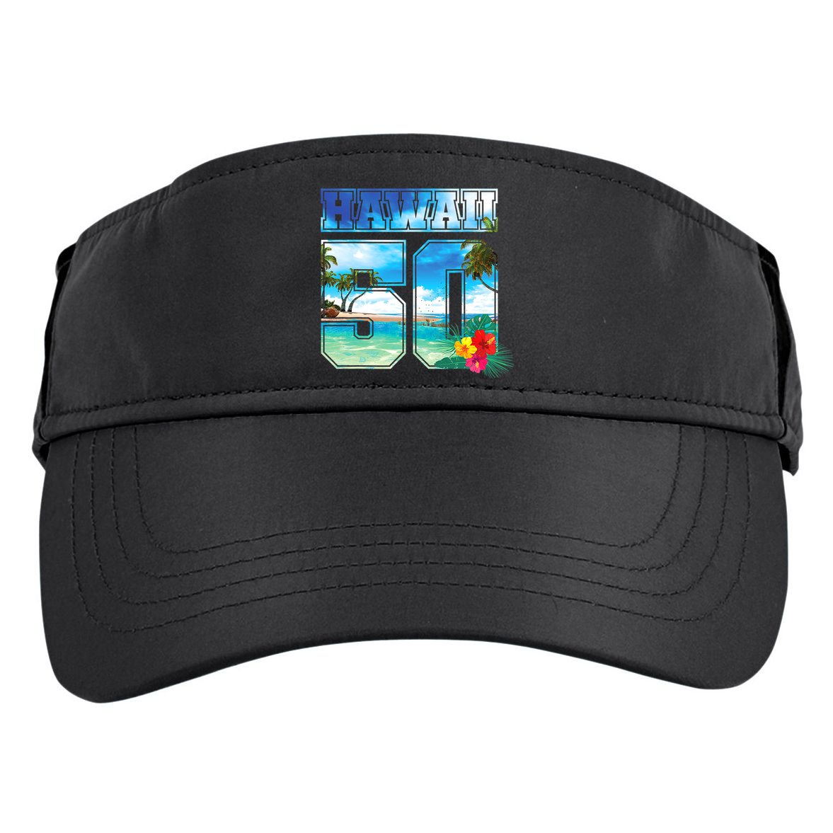 Hawaii 50th State Hawaii Hibiscus 50 Adult Drive Performance Visor
