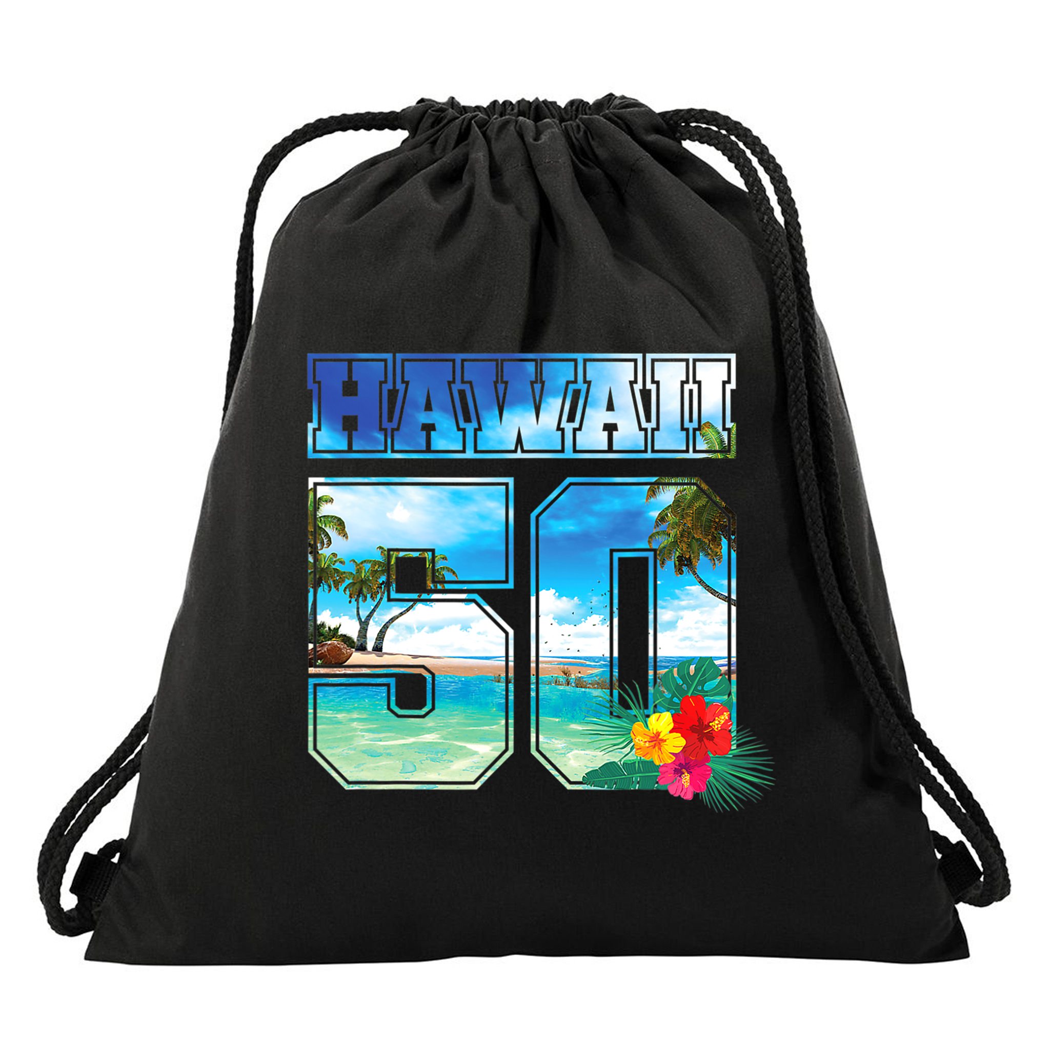 Hawaii 50th State Hawaii Hibiscus 50 Drawstring Bag