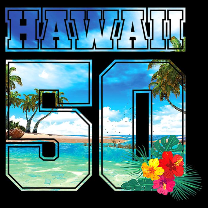 Hawaii 50th State Hawaii Hibiscus 50 Drawstring Bag
