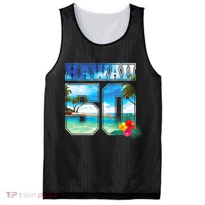 Hawaii 50th State Hawaii Hibiscus 50 Mesh Reversible Basketball Jersey Tank