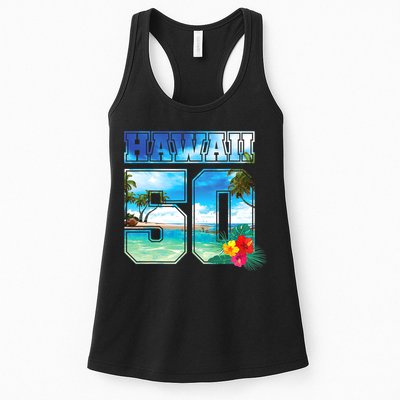 Hawaii 50th State Hawaii Hibiscus 50 Womens Tank Top