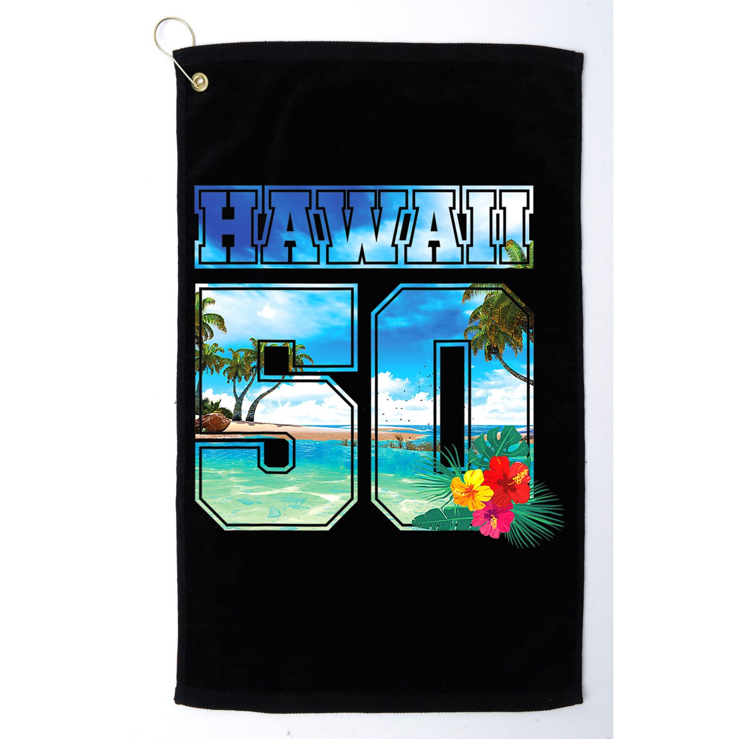 Hawaii 50th State Hawaii Hibiscus 50 Golf Towel