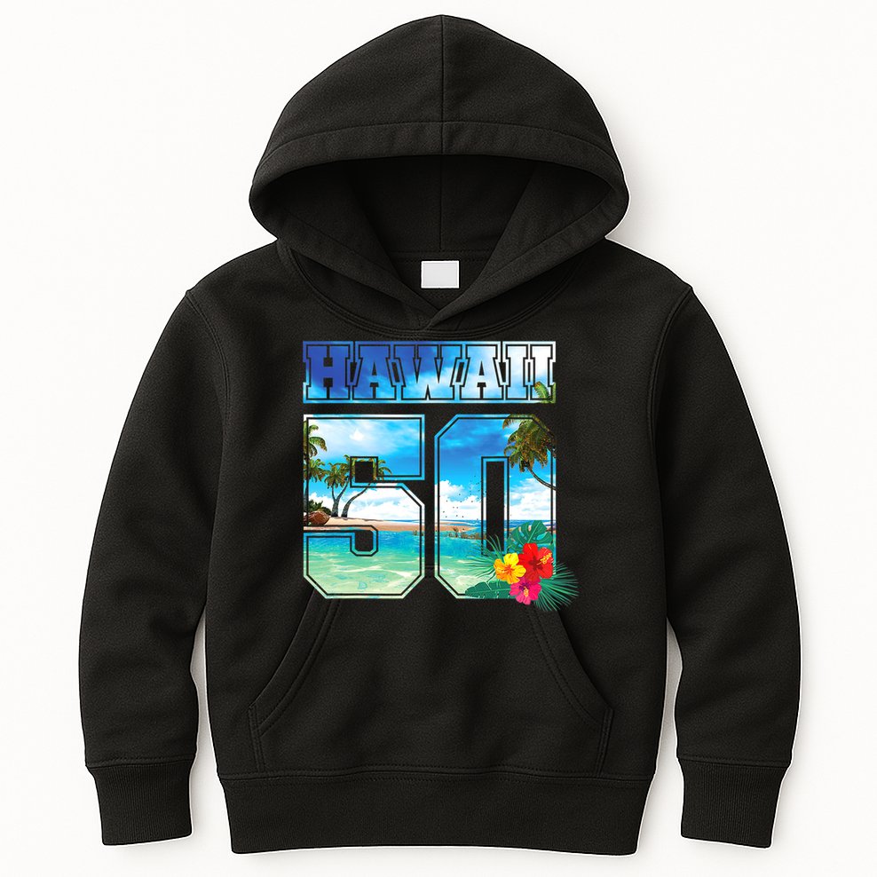 Hawaii 50th State Hawaii Hibiscus 50 Kids Hoodie