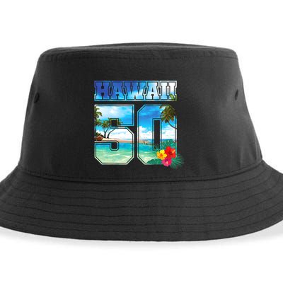 Hawaii 50th State Hawaii Hibiscus 50 Sustainable Bucket Hat