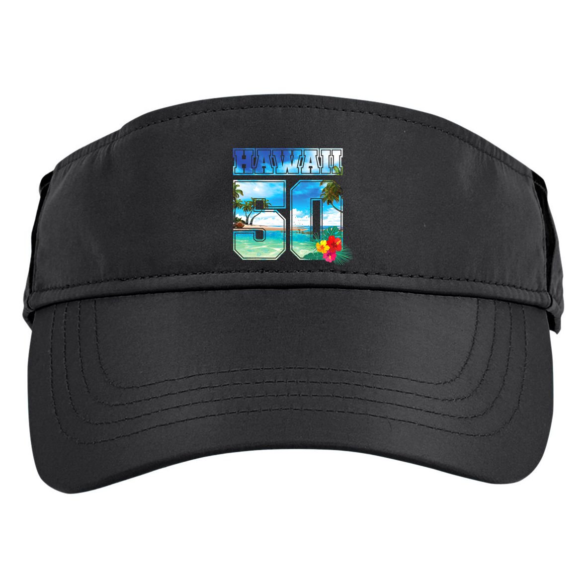 Hawaii 50th State Hawaii Hibiscus 50 Adult Drive Performance Visor
