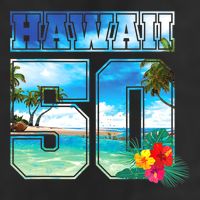 Hawaii 50th State Hawaii Hibiscus 50 Adult Drive Performance Visor