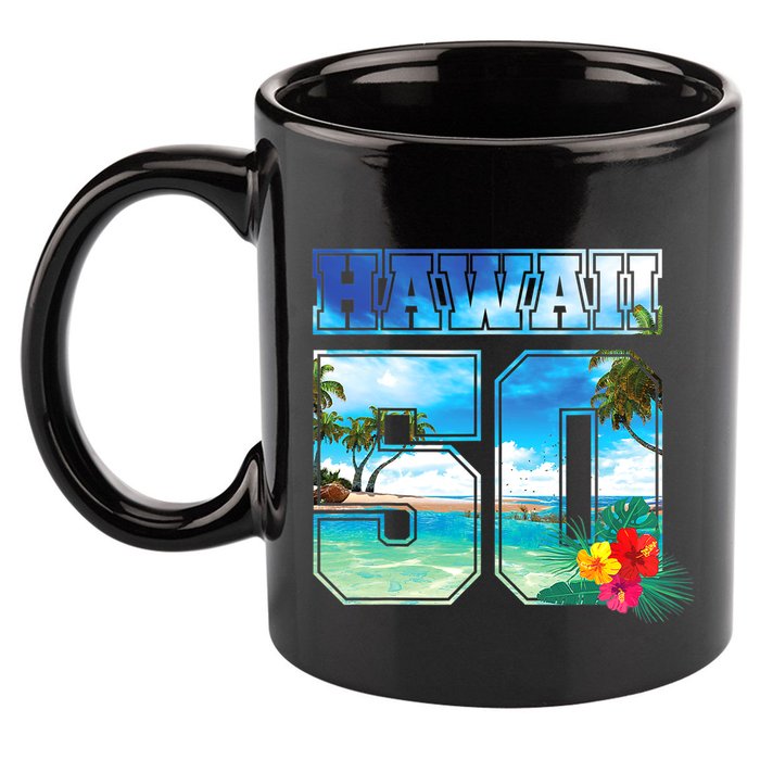 Hawaii 50th State Hawaii Hibiscus 50 11oz C Handle Ceramic Mug