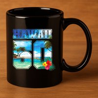 Hawaii 50th State Hawaii Hibiscus 50 11oz C Handle Ceramic Mug